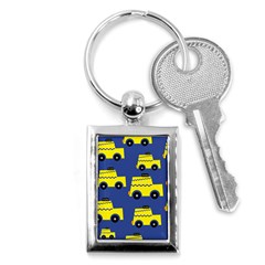 A Fun Cartoon Taxi Cab Tiling Pattern Key Chains (rectangle)  by Nexatart