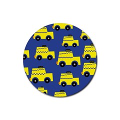 A Fun Cartoon Taxi Cab Tiling Pattern Rubber Round Coaster (4 Pack)  by Nexatart