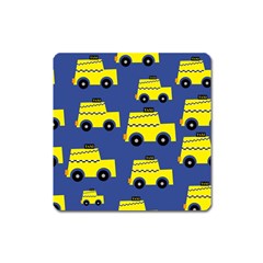 A Fun Cartoon Taxi Cab Tiling Pattern Square Magnet by Nexatart