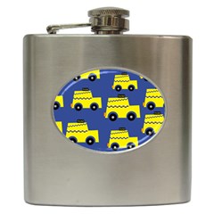 A Fun Cartoon Taxi Cab Tiling Pattern Hip Flask (6 Oz) by Nexatart