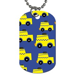 A Fun Cartoon Taxi Cab Tiling Pattern Dog Tag (two Sides) by Nexatart