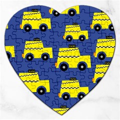 A Fun Cartoon Taxi Cab Tiling Pattern Jigsaw Puzzle (heart) by Nexatart