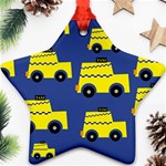 A Fun Cartoon Taxi Cab Tiling Pattern Star Ornament (Two Sides) Front