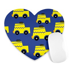 A Fun Cartoon Taxi Cab Tiling Pattern Heart Mousepads by Nexatart