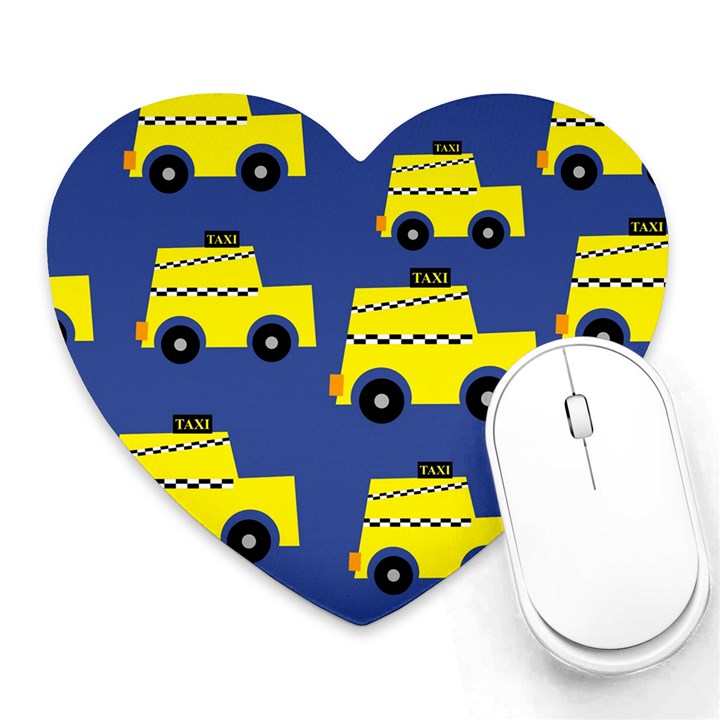 A Fun Cartoon Taxi Cab Tiling Pattern Heart Mousepads