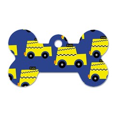 A Fun Cartoon Taxi Cab Tiling Pattern Dog Tag Bone (one Side) by Nexatart