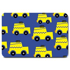 A Fun Cartoon Taxi Cab Tiling Pattern Large Doormat  by Nexatart