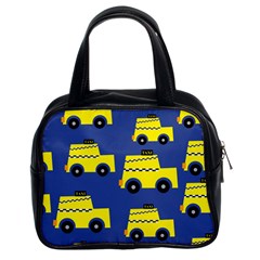 A Fun Cartoon Taxi Cab Tiling Pattern Classic Handbags (2 Sides) by Nexatart