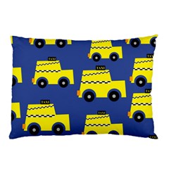 A Fun Cartoon Taxi Cab Tiling Pattern Pillow Case by Nexatart