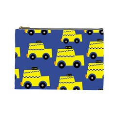 A Fun Cartoon Taxi Cab Tiling Pattern Cosmetic Bag (large)  by Nexatart