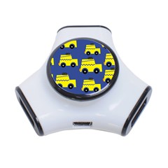 A Fun Cartoon Taxi Cab Tiling Pattern 3-port Usb Hub by Nexatart