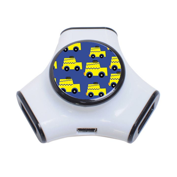 A Fun Cartoon Taxi Cab Tiling Pattern 3-Port USB Hub