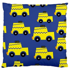 A Fun Cartoon Taxi Cab Tiling Pattern Large Cushion Case (one Side) by Nexatart