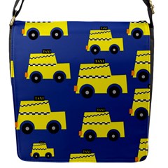 A Fun Cartoon Taxi Cab Tiling Pattern Flap Messenger Bag (s) by Nexatart