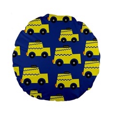 A Fun Cartoon Taxi Cab Tiling Pattern Standard 15  Premium Flano Round Cushions by Nexatart