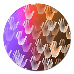 Clipart Hands Background Pattern Magnet 5  (round) by Nexatart