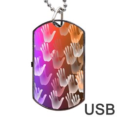 Clipart Hands Background Pattern Dog Tag Usb Flash (two Sides)