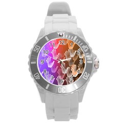 Clipart Hands Background Pattern Round Plastic Sport Watch (l) by Nexatart