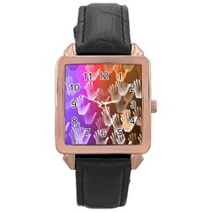 Clipart Hands Background Pattern Rose Gold Leather Watch  by Nexatart