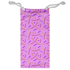 Confetti Background Pattern Pink Purple Yellow On Pink Background Jewelry Bag by Nexatart