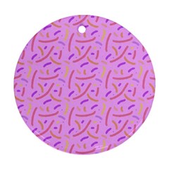 Confetti Background Pattern Pink Purple Yellow On Pink Background Round Ornament (two Sides) by Nexatart