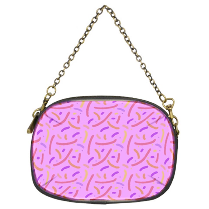 Confetti Background Pattern Pink Purple Yellow On Pink Background Chain Purses (Two Sides) 