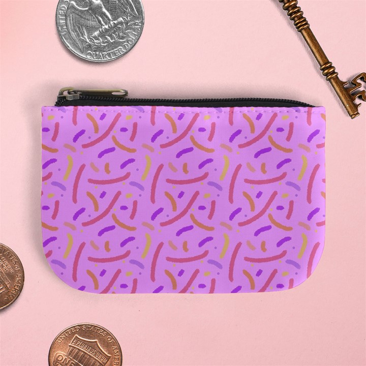 Confetti Background Pattern Pink Purple Yellow On Pink Background Mini Coin Purses