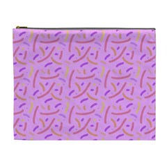 Confetti Background Pattern Pink Purple Yellow On Pink Background Cosmetic Bag (xl) by Nexatart