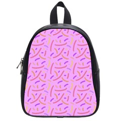 Confetti Background Pattern Pink Purple Yellow On Pink Background School Bags (small)  by Nexatart