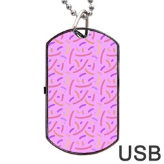 Confetti Background Pattern Pink Purple Yellow On Pink Background Dog Tag Usb Flash (one Side) by Nexatart