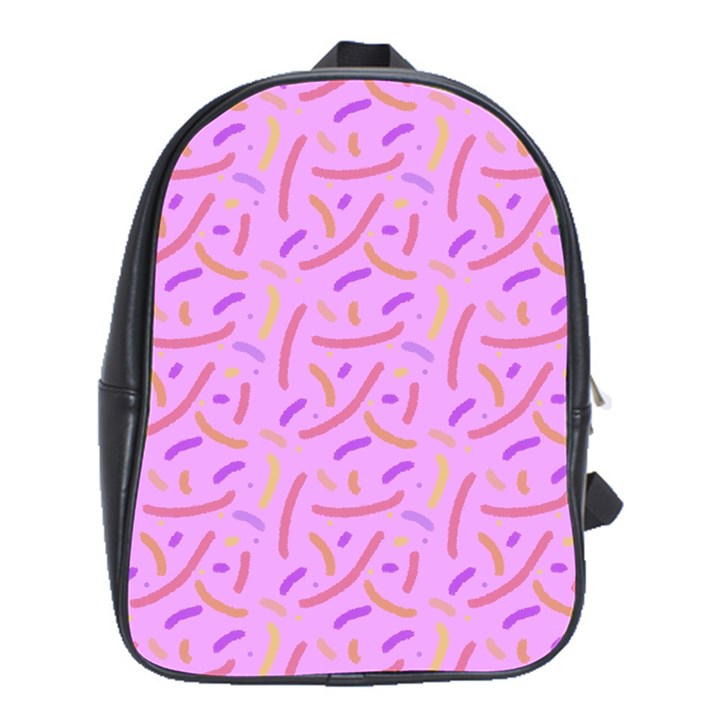 Confetti Background Pattern Pink Purple Yellow On Pink Background School Bags (XL) 