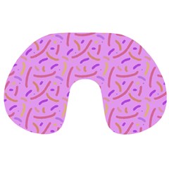 Confetti Background Pattern Pink Purple Yellow On Pink Background Travel Neck Pillows by Nexatart