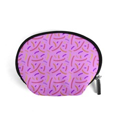 Confetti Background Pattern Pink Purple Yellow On Pink Background Accessory Pouches (small)  by Nexatart