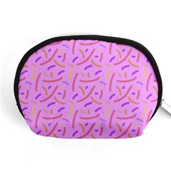 Confetti Background Pattern Pink Purple Yellow On Pink Background Accessory Pouches (medium)  by Nexatart