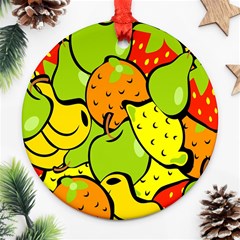 Digitally Created Funky Fruit Wallpaper Ornament (round) by Nexatart