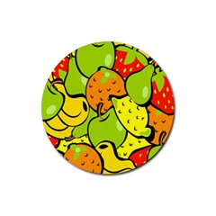 Digitally Created Funky Fruit Wallpaper Rubber Coaster (round)  by Nexatart