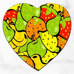 Digitally Created Funky Fruit Wallpaper Jigsaw Puzzle (heart) by Nexatart