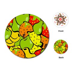 Digitally Created Funky Fruit Wallpaper Playing Cards (round)  by Nexatart