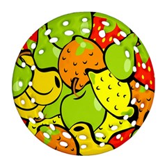 Digitally Created Funky Fruit Wallpaper Round Filigree Ornament (two Sides) by Nexatart