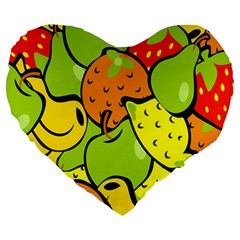 Digitally Created Funky Fruit Wallpaper Large 19  Premium Heart Shape Cushions by Nexatart