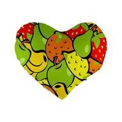 Digitally Created Funky Fruit Wallpaper Standard 16  Premium Flano Heart Shape Cushions by Nexatart