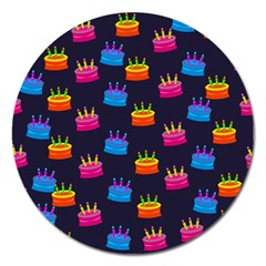 A Tilable Birthday Cake Party Background Magnet 5  (round) by Nexatart