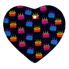 A Tilable Birthday Cake Party Background Heart Ornament (two Sides) by Nexatart