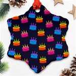 A Tilable Birthday Cake Party Background Snowflake Ornament (Two Sides) Back