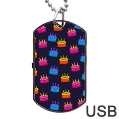 A Tilable Birthday Cake Party Background Dog Tag Usb Flash (one Side) by Nexatart