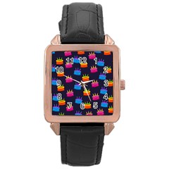 A Tilable Birthday Cake Party Background Rose Gold Leather Watch  by Nexatart