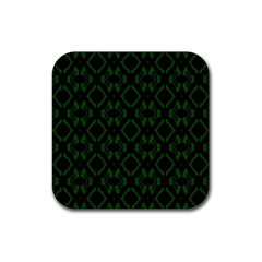 Green Black Pattern Abstract Rubber Coaster (square)  by Nexatart