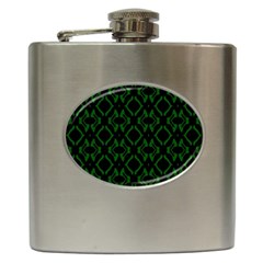 Green Black Pattern Abstract Hip Flask (6 Oz) by Nexatart