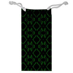 Green Black Pattern Abstract Jewelry Bag by Nexatart