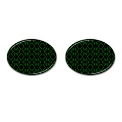 Green Black Pattern Abstract Cufflinks (oval) by Nexatart